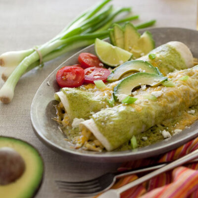 Avocado Cream Chicken Enchiladas