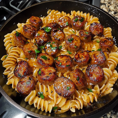 Sticky Honey Garlic Sausage Pasta